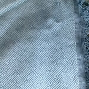 Upholstery Fabric 2 Yards Blue on Blue Textured Pattern Vtg MCM Heavy